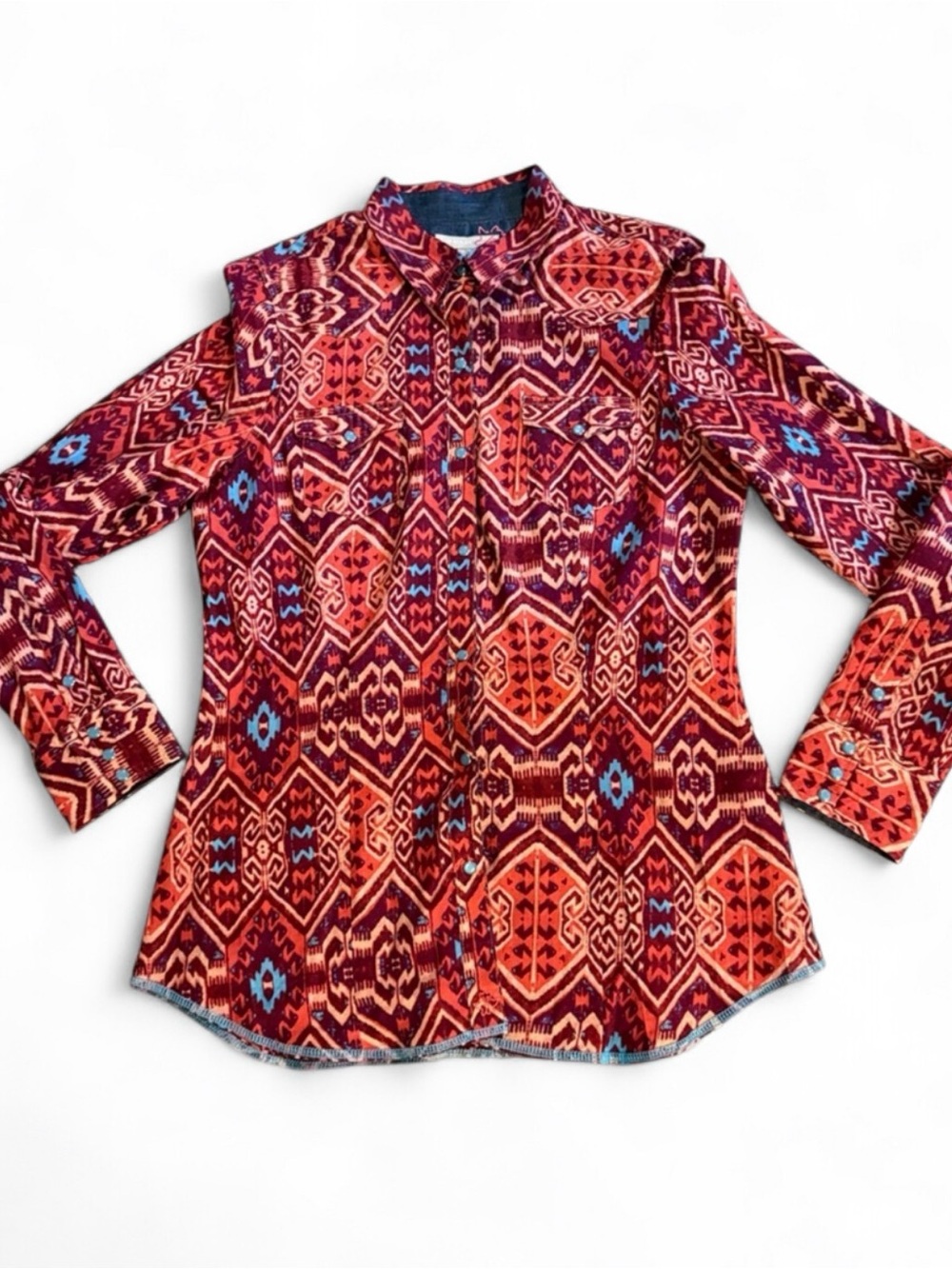 Tin Haul Red and Blue Geometric Button-Down Shirt